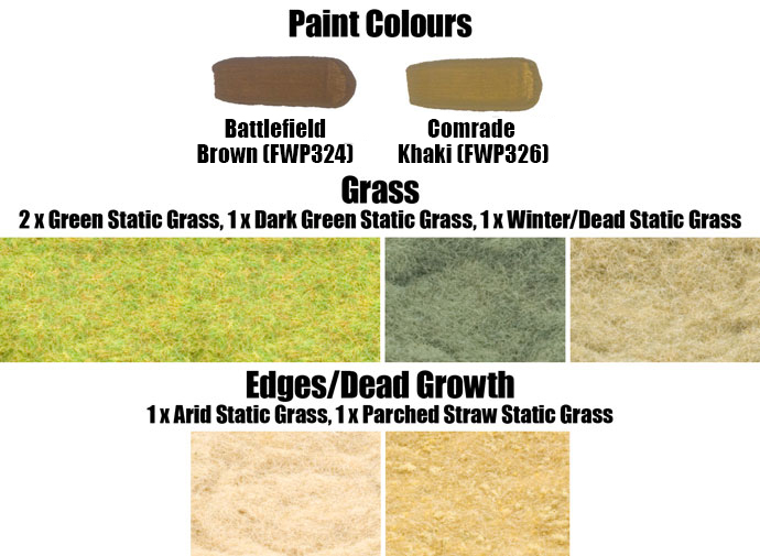 Paint Colours and Flock Used on the Rocky Hill