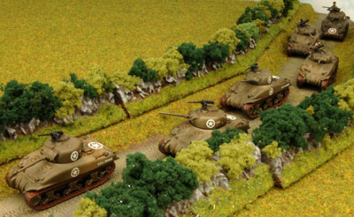 The American tanks move up the road