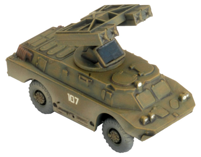 Small Micro Machine Plastic Russian BRDM-2 with Missiles in Green/Tan Camouflage 