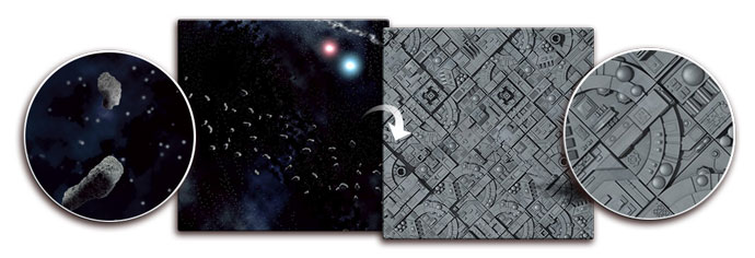 Gaming Mat - Asteroids Field / Space Station (BB955)